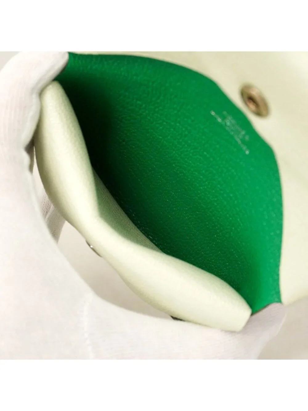 Hermes Coin Case Calvi Duo Chevre Mysore Vert Fizz Mint Silver